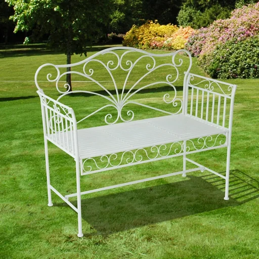"Gartenbank 2-Sitzer Metall Milchweiß image"