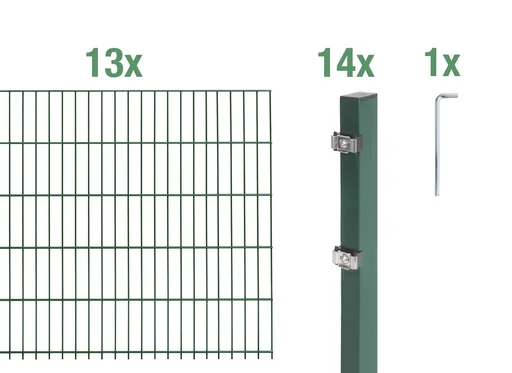 "Doppelstabmattenzaun Komplettset, grün, Höhe 80 cm, Länge 26 m image"