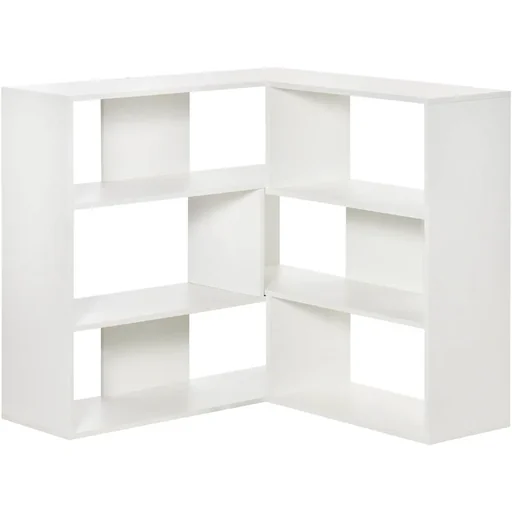 "Bücherregal Eck-Bücherregal L-Form Standregal mit 6 Fächern Dekoregal Eckregal Medienregal 360° drehbar modern für Wohnz image"