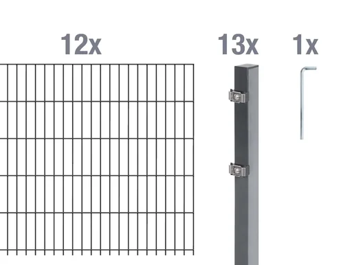 "Doppelstabmattenzaun Komplettset, anthrazit, Höhe 100 cm, Länge 24 m image"