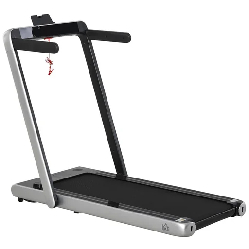 "Elektrisches Laufband mit LED-Display Faltbares Fitnessgerät 1-12 Km/h Stahl Schwarz+Silber 134 x 66 x 107 cm image"