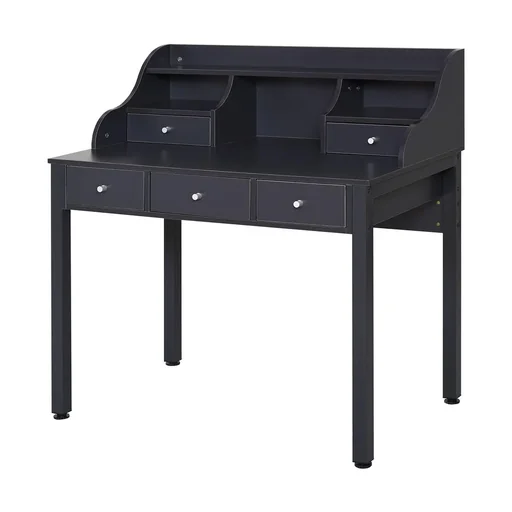 "Schreibtisch mit Regal Schublade, Arbeitstisch, Computertisch, Bürotisch, MDF, Dunkelgrau, 100 x 60 x 105 cm image"