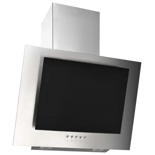 "Wandhaube 60 cm aus Edelstahl und gehärtetem Glas silber image"