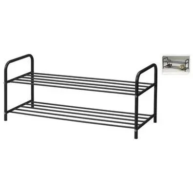 "Schuhregal - schwarz - Metall - 2-lagig - 91 cm image"