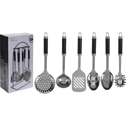 "Excellent Houseware 7-teiliges Edelstahlgeschirrset mit Halter image"
