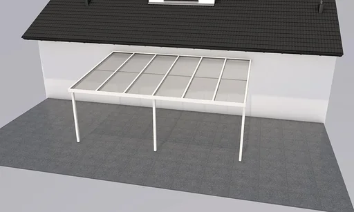"Terrassendach Premium, weiß, 6110 x 4060 mm - Polycarbonat Stegplatten 16 mm, weiß gestreift image"