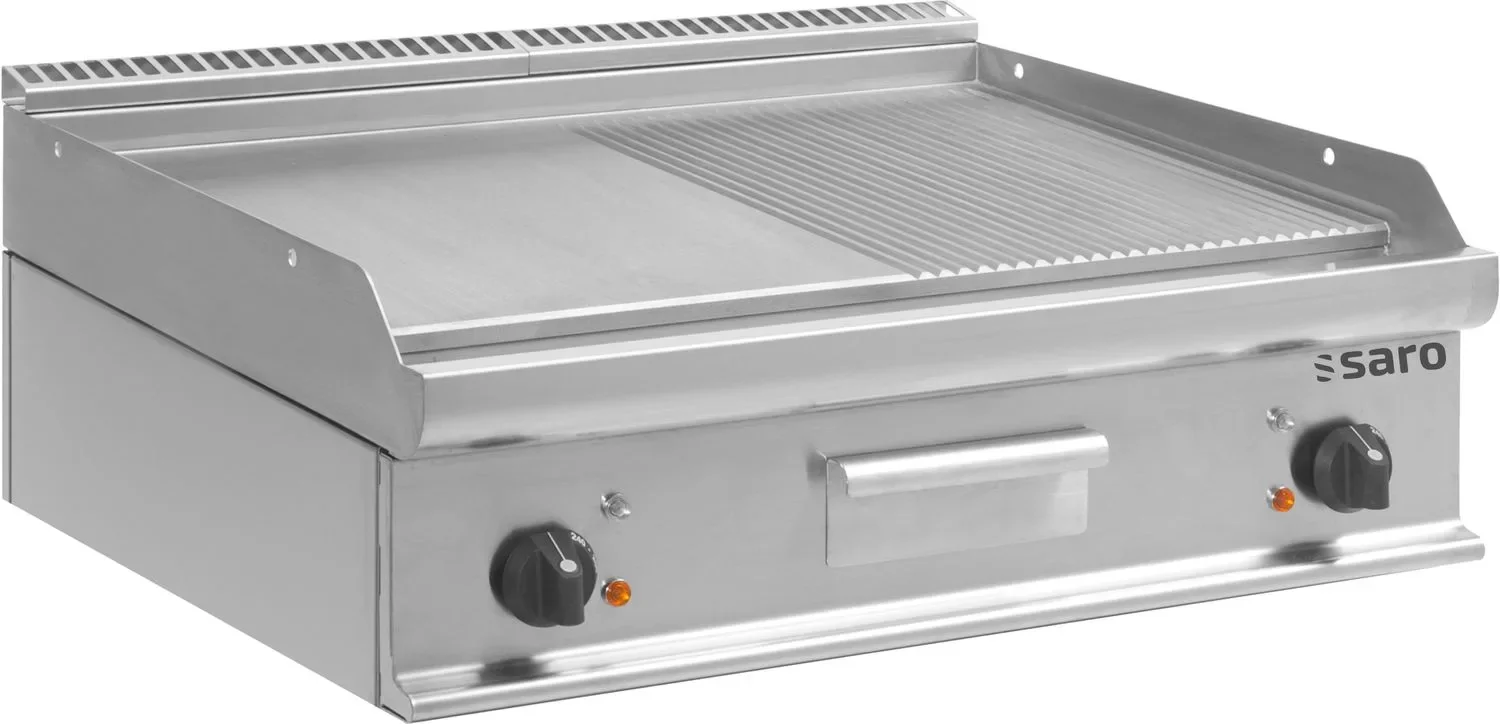 "Saro Griddleplatte Tisch aus Edelstahl, E7/KTE2BBM - mit 2 Zonen & Glatter/Gerillter Bratfläche image"