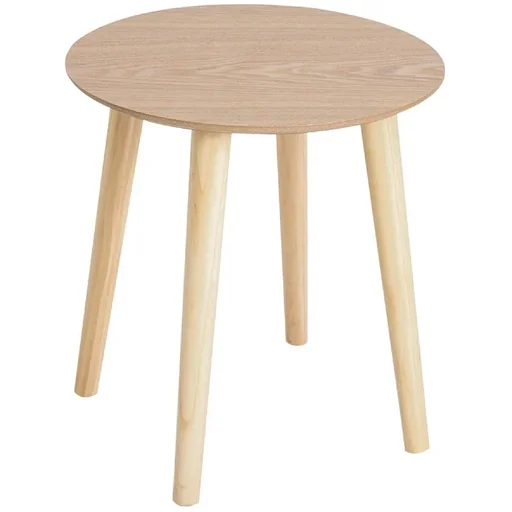 "Beistelltisch Couchtisch Wohnzimmertisch rund aus MDF-Holz+Kiefer natur ?38,5 x 41,5 cm image"