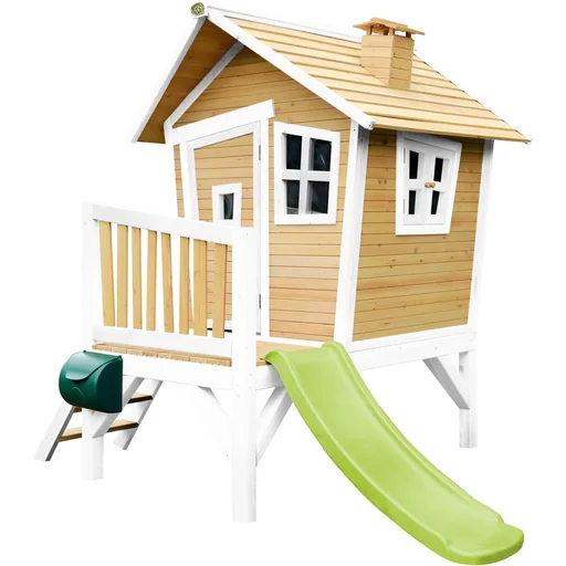 "Robin Spielhaus Braun/Weiß - Lindgrüne Rutsche image"