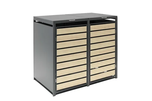 "Mülltonnenbox 2-fach, 240 Liter, Holzoptik image"