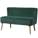 2-Sitzer Stoffsofa Polstersofa Sitzmöbel Loungesofa Holz Samtartiges Polyster Schaumstoff Dunkelgrün 117 x 56,5 x 77 cm