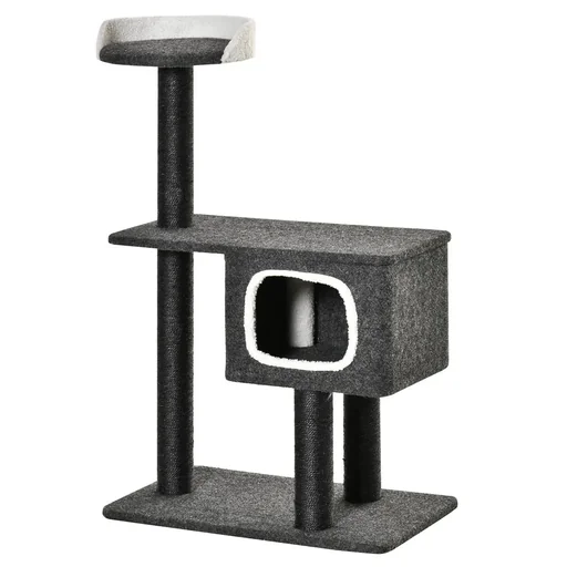 "Kratzbaum aus Filz Katzenbaum für Katzen Kletterbaum mit Katzenhöhle Sisalstämmen großer Plattform Spielbälle 112 cm Höh image"