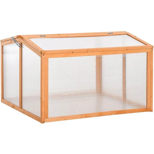 Frühbeet mit Abdeckung aus Holz und Polycarbonat, Orange