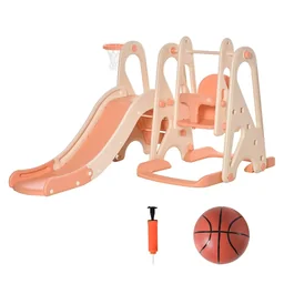 3 in 1 Spielturm mit Kinder Rutsche Basketballkorb Schaukel Leiter Spielzeug Gar