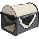 Hundetransportbox faltbar Größe S - 46x36x41 cm dunkelgrau-creme