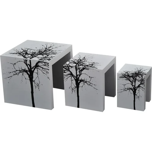 "3er Set Beistelltisch Satztische Couchtisch Holz Tisch lackiert gebogen image"