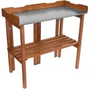 Garten Pflanzgefäß mit Zinkplatte und Holzregal XL - Blumentisch - klappbar - 94 x 40 x 86 cm