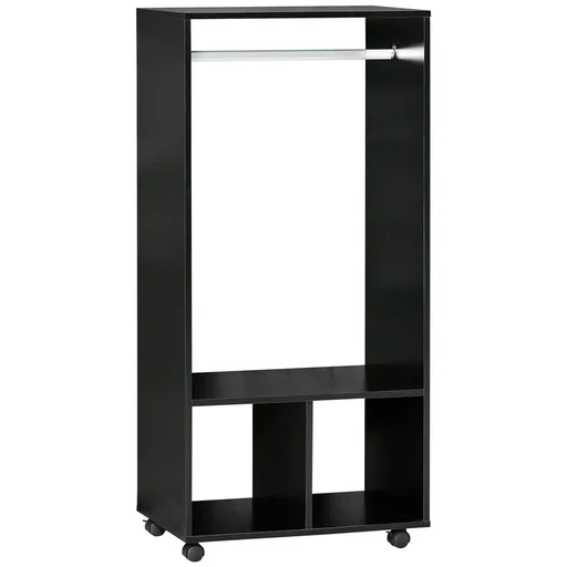 "Mobiler Kleiderschrank Garderobe Schrank mit Regal 4 Schwenkräder für Wohnzimmer Schlafzimmer, Aluminiumlegierungen, 60 image"