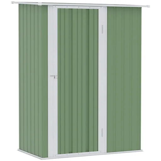 "Gerätehaus Gartenhaus Geräteschuppen mit Tür Outdoor Stahl Grün 142 x 84 x 189 cm image"