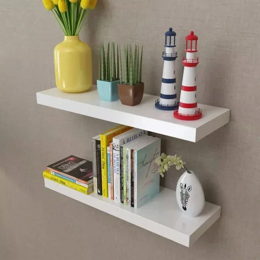 "Wandregale schwebend für Bücher/DVDs MDF weiß 2 Stück image"