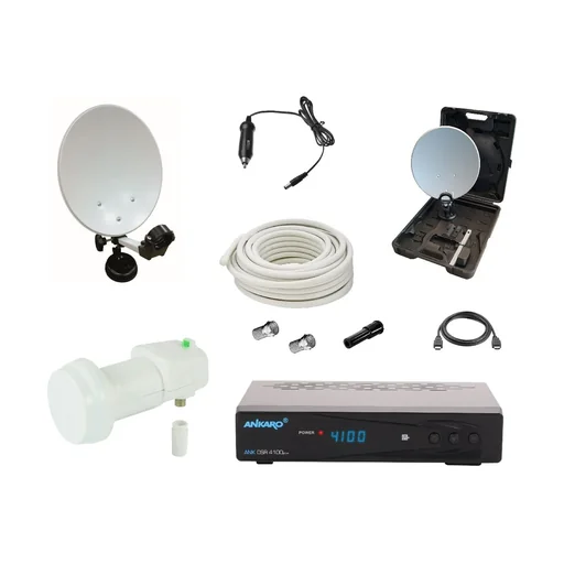 "SAT Camping Set mit Rec. DSR4100plus im Koffer, Easyfind LNB, Saugfuß- und Masthalter image"
