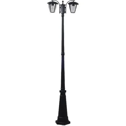 "VT-739 Gartenmast im Freien - 2 Köpfe - klassischer Laternenmast - 199 cm - E27 Beschlag - Aluminium image"