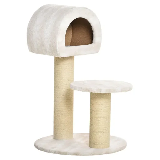 "Katzenkratzbaum Katzenspielzeug Kletterbaum Sisal Polster Liegefläche mit Ball Spanplatte samtartiges Polyester Sisal Be image"