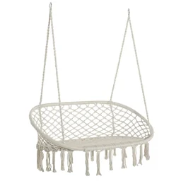 Hängesessel Hängestuhl 2-Sitzer Boho-Stil Makramee-Netzmuster mit Aufhängen Deck