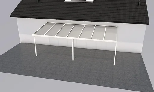 "Terrassendach Premium, weiß, 7120 x 3060 mm - Polycarbonat Stegplatten 16 mm, opal image"