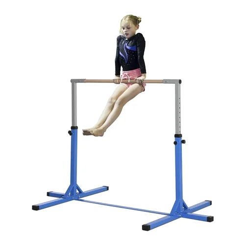 "Gymnastik Turnreck Reckstange 13-stufige höhenverstellbar bis 75 kg belastbar Reckanlage Trainingsgeräte Stahl Buchenhol image"