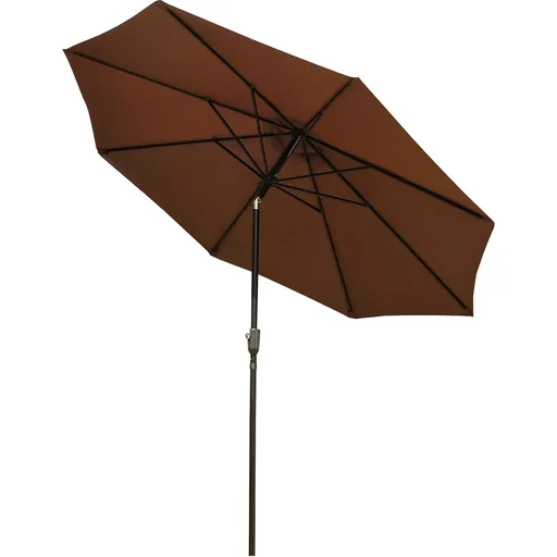 "Sonnenschirm Knickschirm Gartenschirm mit Handkurbel Stahl 180/? Polyester Braun Ø3 x 2,45 m image"
