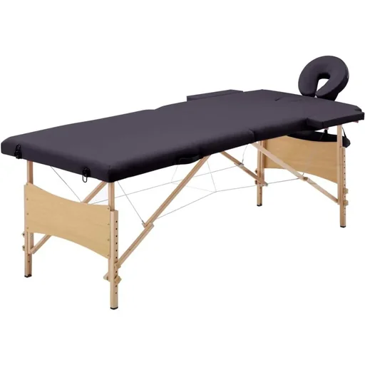 "Klappbarer Massagetisch 2 Zonen Holz Wein lila image"