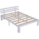 Bett Holzbett Bettgestell Doppelbett Kiefer massiv inkl. Lattenrost einfache Montage mit Stauraum Weiß 218 x 143 x 82 cm