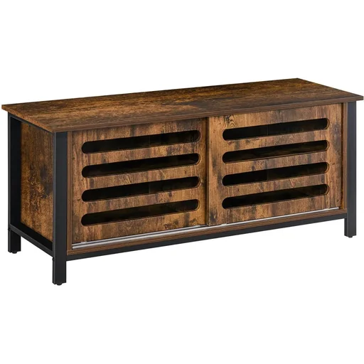 "TV Schrank Fernsehschrank Fernsehtisch TV Lowboard Kommode für Fernseher kleiner als 50" mit 2 Türen Regal Industriedesi image"