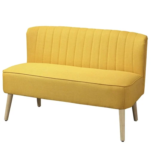 "2-Sitzer Stoffsofa Polstersofa Sitzmöbel Loungesofa Holz Schaumstoff Gelb 117 x 56,5 x 77 cm image"