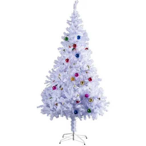 "Weihnachtsbaum Tannenbaum mit Ständer inkl, Dekor 180cm Weiß image"