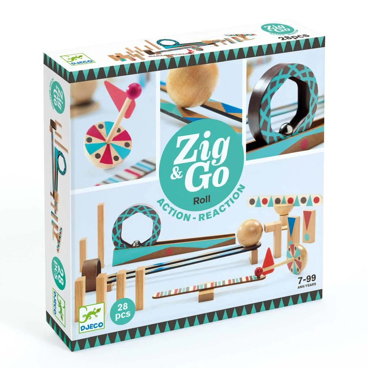 "Djeco Baukasten, Denkspiel, Holzbaukasten - Zig & Go, 28 Teile image"
