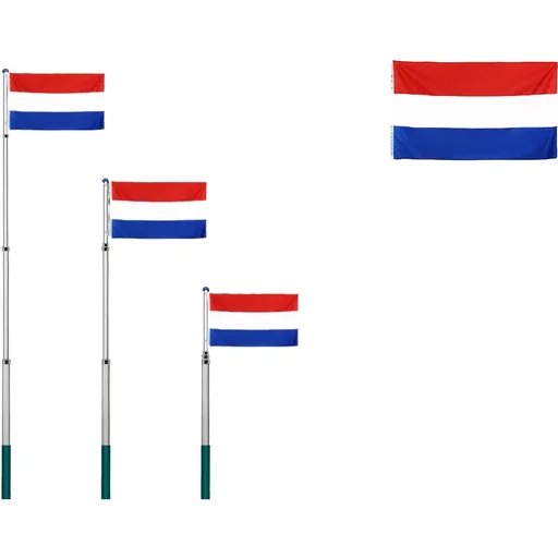 "Teleskopischer Fahnenmast 630cm mit niederländischer Flagge - Niederlande Flagge - 90x150cm image"