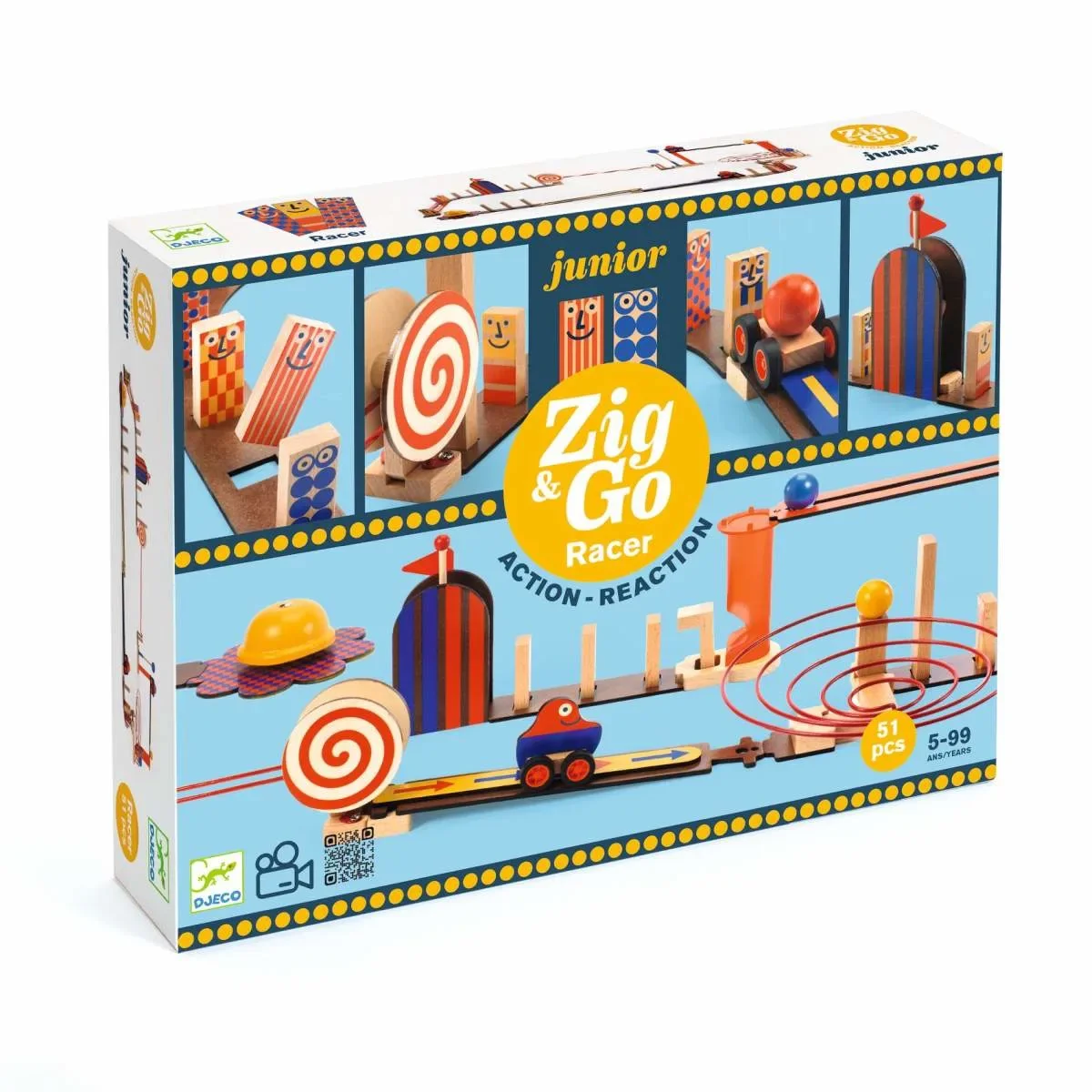 "Djeco Konstruktionsspiel, Baukasten, Denkspiel - Zig & Go Junior - Racer, 51 Teile image"