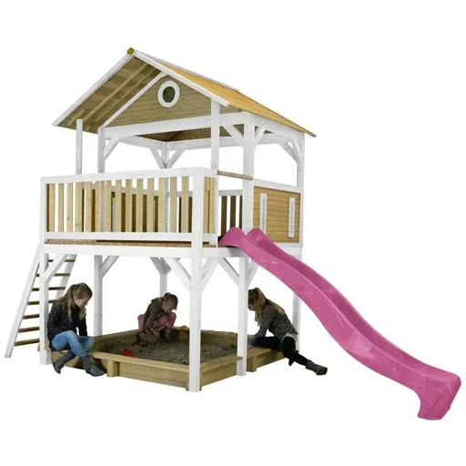 "Simba Spielturm Braun/Weiß - Lila Rutsche image"