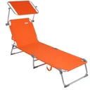 Liegestuhl 'Ibiza' mit Schiebedach Aluminium orange 190 x 59 x 29cm