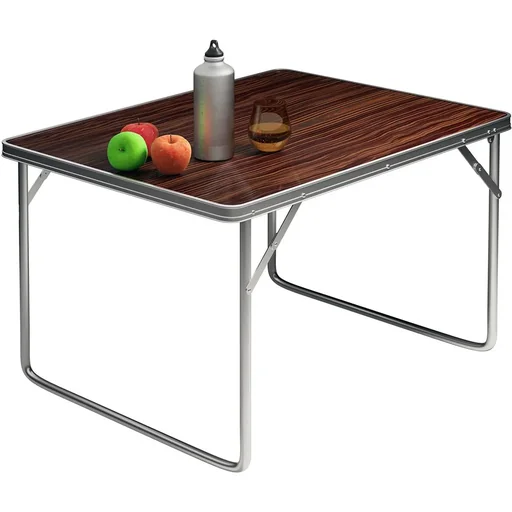 "Klappbarer Campingtisch Holzoptik Aluminium 80x60x70cm image"