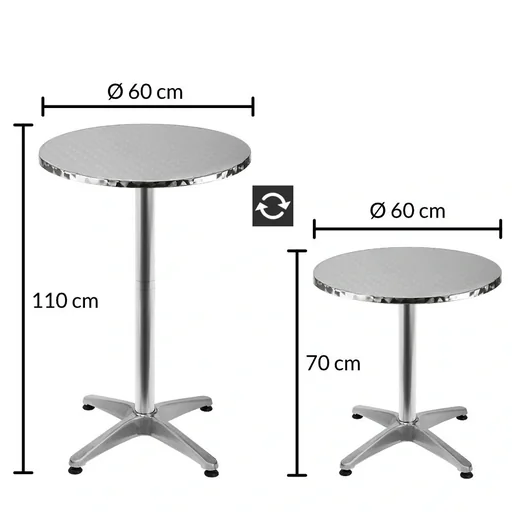 "Barttisch aus Edelstahl, höhenverstellbar und faltbar, Ø 60 cm image"