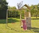 Holz Kletter- und Spielturm Panda natur, 270x290x270 cm