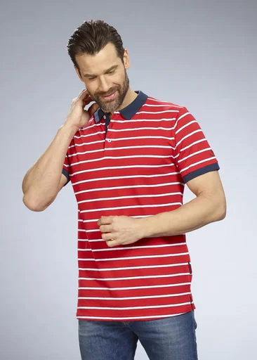 "Poloshirt gestreift, Farbe rot, Gr.M image"
