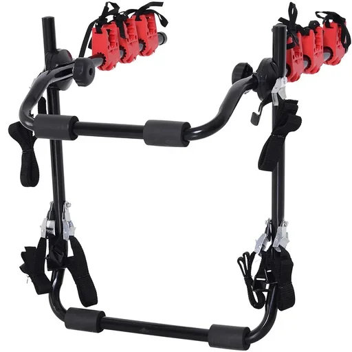 "Fahrradheckträger für 3 Fahrräder Fahrradträger Heckträger faltbar Metall + Kunststoff Schwarz + Rot image"