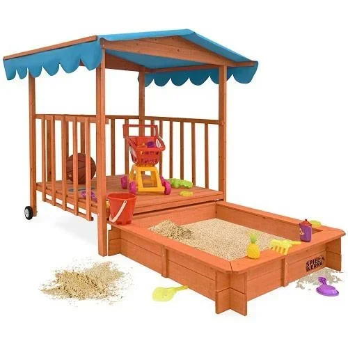 "Sandkasten mit Spielhaus und Rollen - 130x130x143 cm - UV 50 image"