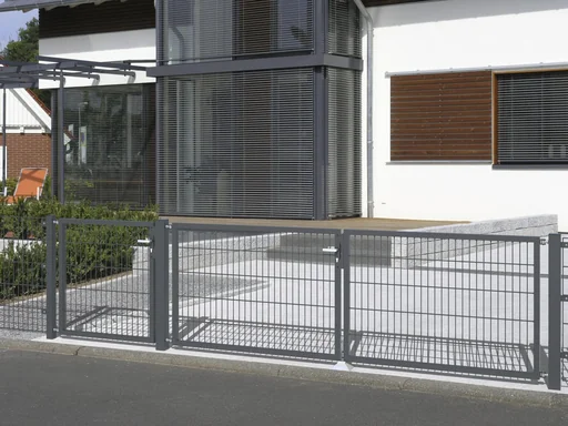 "Doppelstabmattenzaun Komplettset, anthrazit, Höhe 120 cm, Länge 22 m image"
