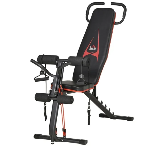 "Hantelbank verstellbare Trainingsbank mit elastischer Seils Sit Up-Bank für Heimtraining 6 Stufen Rückenlehne-Gefälle Ge image"