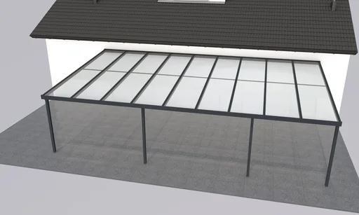 "Terrassendach Premium, anthrazit, 9135 x 5060 mm - Polycarbonat Stegplatten 16 mm, opal image"